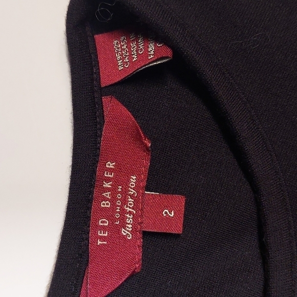 TED BAKER Aruna black bow embellished pleated Fit and Flare Dress Size 2 - Picture 12 of 12